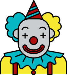 Clown Icon. Amusement park concept outline style icon