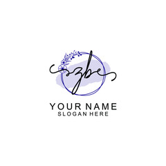 Initial ZB beauty monogram and elegant logo design  handwriting logo of initial signature