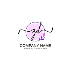 Initial ZD beauty monogram and elegant logo design  handwriting logo of initial signature