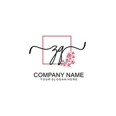 Initial ZQ beauty monogram and elegant logo design  handwriting logo of initial signature