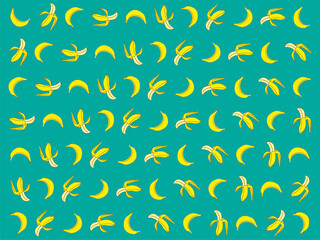 手描きバナナの背景グリーン