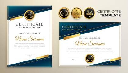 premium business certificate template with geometric shapes