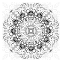 Circular pattern in form of mandala for Henna, Mehndi, tattoo, decoration. Decorative ornament in ethnic oriental style. Coloring book page.