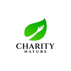 illustration of a hand inside a leaf, good for any business related to nature and charity.
