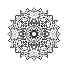 Circular pattern in form of mandala for Henna, Mehndi, tattoo, decoration. Decorative ornament in ethnic oriental style. Coloring book page.