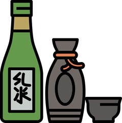 Sake Icon. Drink and Beverage concept outline style icon