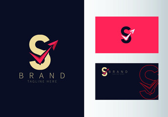 Initial S letter modern logo with arrow plane for logistic, travel, tour, and startup template brand