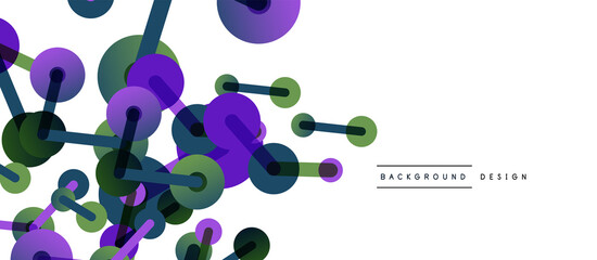 Abstract background. Round dots connected by lines. Trendy techno business template for wallpaper, banner, background or landing