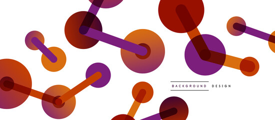 Line points connections geometric abstract background. Circles connected by lines. Trendy techno business template for wallpaper, banner, background or landing