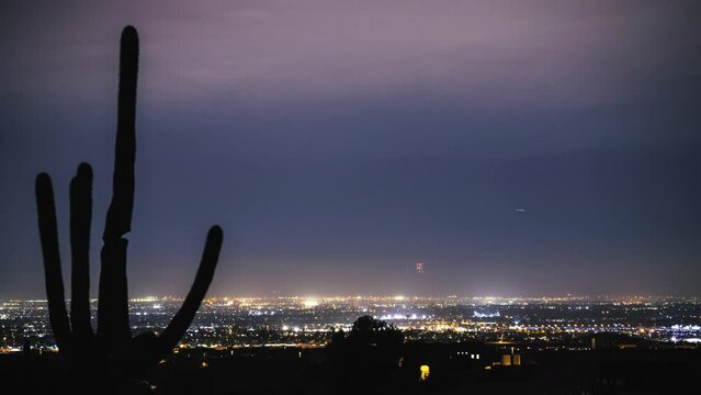 Night Air Traffic Time Lapse Over Phoenix and Mesa Arizona with Airplanes Over City
