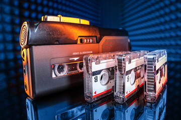 portable analog voice recorder and audio cassette