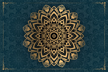 Ornamental luxury mandala pattern background with royal golden arabesque pattern Arabic Islamic east style. Traditional Turkish, Indian motifs. Great for fabric and textile, wallpaper, packaging etc.