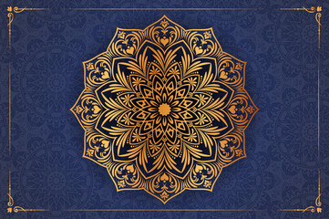 Ornamental luxury mandala pattern background with royal golden arabesque pattern Arabic Islamic east style. Traditional Turkish, Indian motifs. Great for fabric and textile, wallpaper, packaging etc.