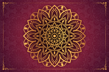 Ornamental luxury mandala pattern background with royal golden arabesque pattern Arabic Islamic east style. Traditional Turkish, Indian motifs. Great for fabric and textile, wallpaper, packaging etc.