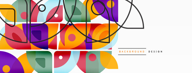 Lines, squares, circles and triangles. Geometric abstract background for wallpaper, banner, background, presentation or landing page