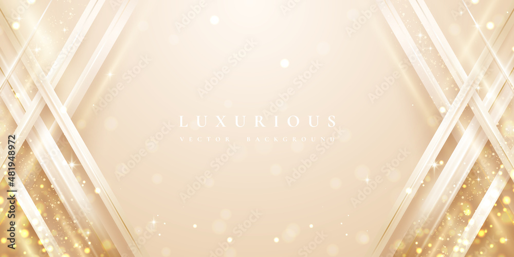 Poster luxurious abstract golden background with shiny gold lines and empty space for your promotional text