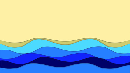 Sea sand beach scene with blue sky illustration