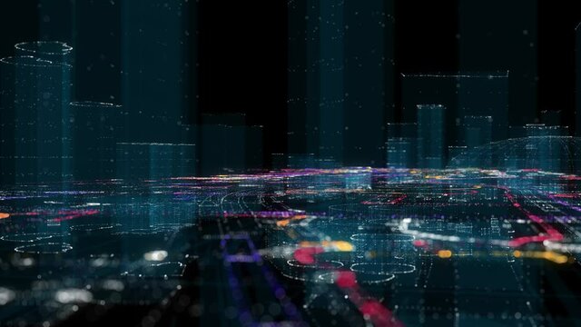 Abstract hologram 3D city