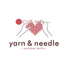 Love Knitting with Hands Logo, Needle and Yarn Logo, Simple Knitting Logo Vector Design Template