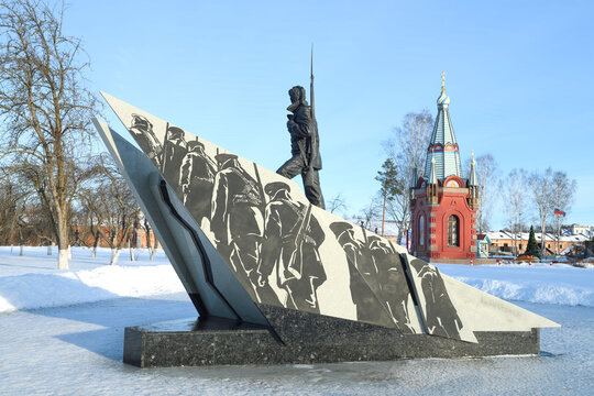 KRONSHTADT, RUSSIA - JANUARY 18, 2022: Monument to the Baltic sailors on the territory of the Admiralty of Peter the Great on a January day
