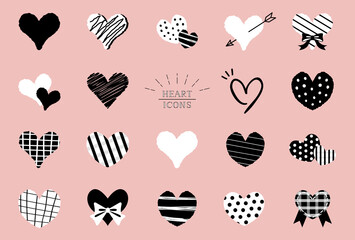 ハート 白黒アイコン イラスト素材 / vector eps