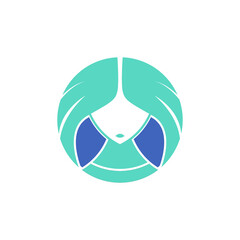 Obraz premium Beautiful woman's face logo design template. Hair, girl symbol. Abstract design concept for beauty salon, massage, magazine, cosmetic and spa. Premium vector icon.