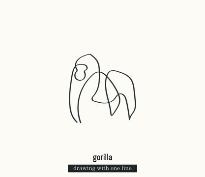 An animal drawn with a single line. Gorilla