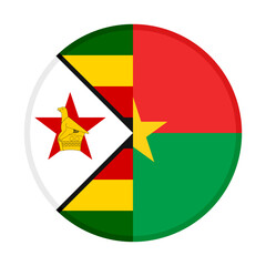 round icon with zimbabwe and burkina faso flags. vector illustration isolated on white background