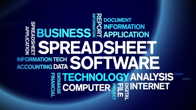Spreadsheet Software Animated Tag Word Cloud;Text Design Animation typography seamless loop.