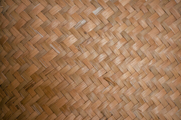 Close up texture and background woven bamboo on the traditional bags. The picture perfect abstract background.