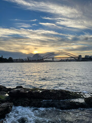 Naklejka premium city harbour bridge, sunset, Sydney