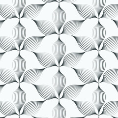 linear vector pattern, repeating abstract leaves, gray line of leaf or flower, floral. graphic clean design for fabric, event, wallpaper etc. pattern is on swatches panel. - 481954501