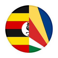 Fototapeta premium round icon with uganda and seychelles flags. vector illustration isolated on white background