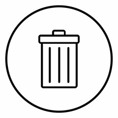 Trash Can line icon inside circle, delete, throw away, black outline, line icons.	