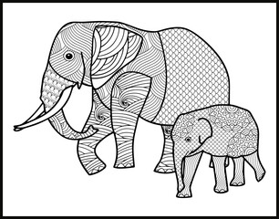 Fototapeta premium Elephant coloring book for adults vector illustration
