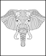 Elephant coloring book for adults vector illustration