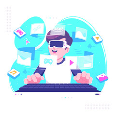 ar vr future digital technology illustration