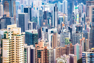 Fototapeta na wymiar Crowded of Hong Kong Skyscrapers, Hong Kong