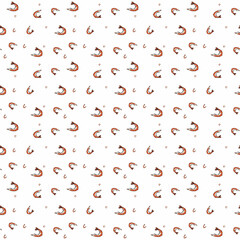 Seamless pattern of hand drawn cute shrimps.