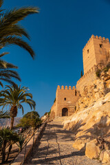 Naklejka premium General entrance of the Alcazaba and the wall of the town of Almeria, Andalusia. Spain. Costa del sol in the mediterranean sea