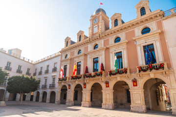 Fototapeta na wymiar Town Hall Square in the city of Almeria, Andalusia. Spain. Costa del sol in the mediterranean sea