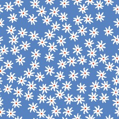 Seamless vintage pattern. White flowers on a light blue background. vector texture. trendy print for textiles, wallpaper and packaging.