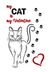 My cat is my valentine, invitation card, vector illustration