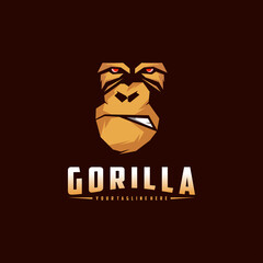 Gorilla logo Vector design template. Head Monkey Logo Esport gaming.