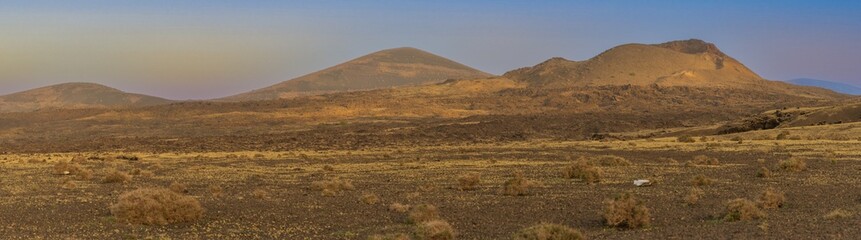 Fototapeta na wymiar volcanoes in the evening Lanzarote Canary islands