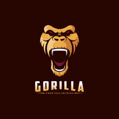 Gorilla logo Vector design template. Head Monkey Logo Esport gaming.