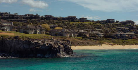 Fototapeta na wymiar Landscape beach on the west coast, Maui, Hawai 2022, january. 
