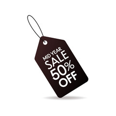 Mid year sale. Sale tag on white background. price tag.