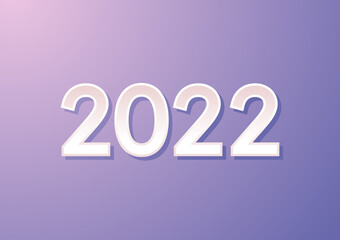 Happy new year 2022 with Paper white numbers. Happy new year 2022 poster. Color of the year.