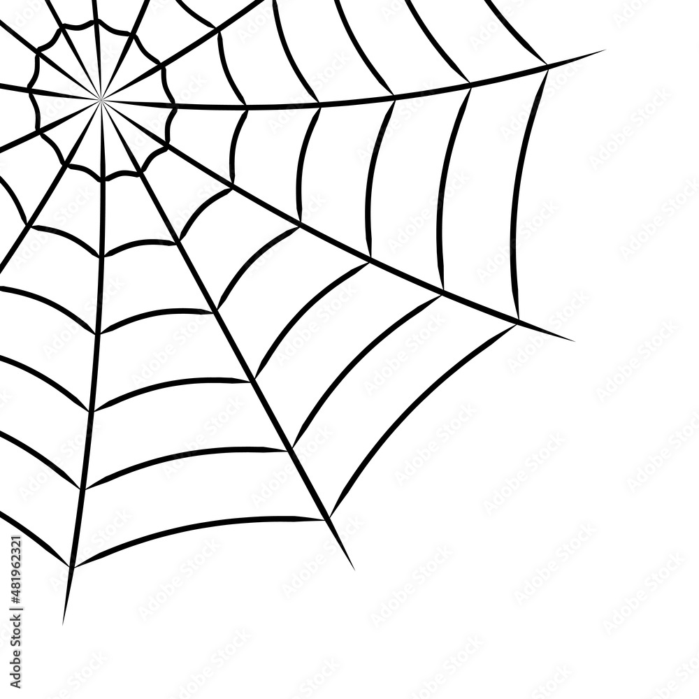 Poster Corner web symbol spiderweb, drawn hand confusion and cobweb traps